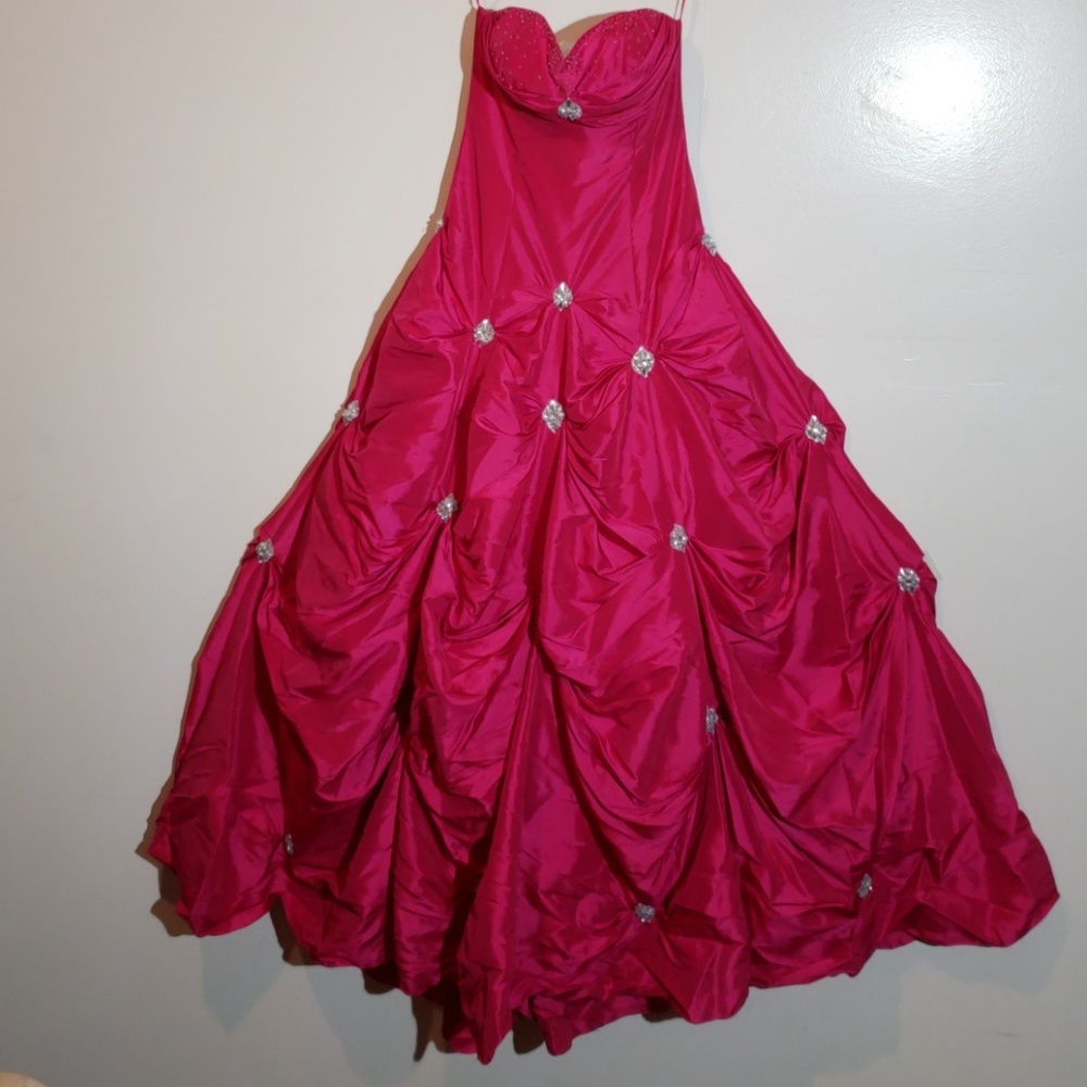 Aspeed fuchsia beaded details strapless dress S